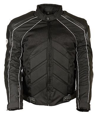 MEN'S MOTORCYCLE LEATHER/TEXTILE MESH RACER JACKET WITH ARMOUR BACK & ELBOWS