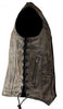 MEN'S MOTORCYCLE RIDERS 10 POCKET DISTRESSED BRN LEATHER VEST SIDE LACES LIGHT
