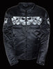 Men's Reflective Textile Skull Motorcycle jacket w/2 gun pockets