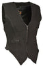 MOTORCYCLE WOMEN'S BLK DENIM ZIPPER VEST W/SIDE STRETCH SINGLE PANEL BACK