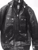 MEN'S BLK BOMER LEATHER JACKET WITH REMOVABLE HOOD VERY SOFT LEATHER W/ELASTICS