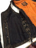 WOMEN'S MOTORCYCLE DISTRESSED LEATHER BROWN VEST W/SIDE LACES & 2GUN POCKETS