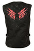 WOMEN'S MOTORCYCLE RIDING RED TEXTILE VEST W/ STUD & WINGS DETAILING REFLECTIVE