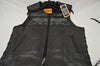 MEN'S SKULL LEATHER VEST WITH REFLECTIVE FEATURE W/2GUN POCKETS & SIDE LACES