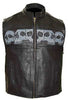 MEN'S MOTORCYCLE RIDERS REFLECTIVE SKULL REAL LEATHER VEST VERY SOFT NEW