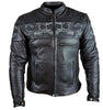 Men's Biker riding reflective skull leather jacket with 2 Gun pockets