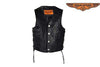 MEN'S MOTORBIKE BUTTER SOFT SIDE LACE BLK LEATHER VEST & 2 GUN POCKETS