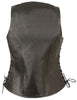 WOMEN'S MOTORCYCLRIDERS BUTTERSOFT BLK LEATHER VEST W/SIDE LACES W/2 GUN POCKETS