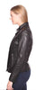 WOMEN'S FRONT ZIPPER SHORT BIKER MOTO JACKET REAL LEATHER VERY SOFT