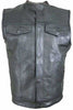 MEN'S SON OF ANARCHY LEATHER MOTORCYCLE VEST 2 GUN POCKETS WITH ZIPPERS NAKED