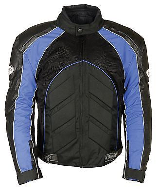 MEN'S MOTORCYCLE BLUE COMBO LEATHER/TEXTILE MESH RACER JACKET W/ARMOUR INSIDE