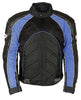 MEN'S MOTORCYCLE BLUE COMBO LEATHER/TEXTILE MESH RACER JACKET W/ARMOUR INSIDE