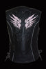 WOMEN'S MOTORCYCLE RIDING PINK LEATHER VEST W/ STUD & WINGS DETAILING SIDE LACE