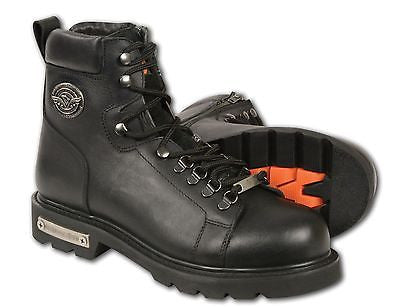 MEN'S MOTORBIKE REAL LEATHER LACE TO TOE BOOT WITH SIDE ZIPPER ENTRY COW LEATHER