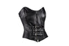 WOMEN'S BLK SEXY BONED BUSTIER CORSET BUSTIER LINGERINE GENUINE SOFT LEATHER