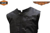 Men's Blk Side Lace Textile Motorcycle Vest with 2 Gun pockets and Leather trim