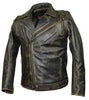 MEN'S MOTORCYCLE DISTRESSED BROWN POLICE STYLE JACKET W/2 GUN POCKETS & VENTS