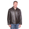 MEN'S ZIPPER BRN LEATHER JACKET WITH TWO EXTERIOR POCKETS WITH ZIPOUT LINING