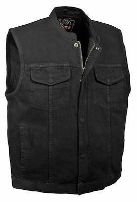 MEN'S SON OF ANARCHY BLACK DENIM MOTORCYCLE VEST 1 GUN POCKET