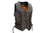 WOMEN'S MOTORCYCLE DISTRESSED/BRN CLASSIC BRAIDED BIKER VEST WITH LACES