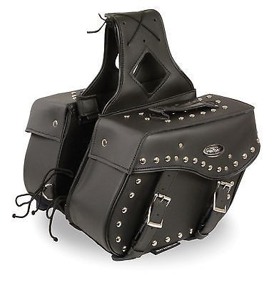 16L Waterproof Studded Throw-Over Saddlebags For Yamaha - Black PVC Motorcycle Panniers (Left & Right, Model YK2S)