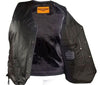 Men's Motorcycle Blk Classic Side lace plain leather vest with 2 Gun pockets