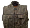 Men's Motorcycle Son of anarcy distressed leather vest with 2 Gun pockets