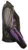 WOMEN'S MOTORCYCLE RIDING PURPLE LEATHER JACKET W/WINGS AT BACK & 2 GUNPOCKETS
