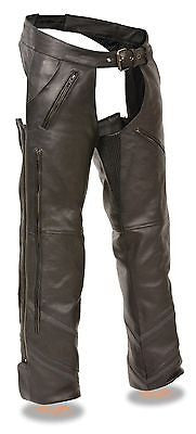 Men's Motorcycle Blk Vented leather chap with Reflective piping