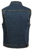 MEN'S SNAP FRONT W/SHIRT COLLAR BLUE DENIM MOTORCYCLE VEST 2 GUN POCKET INSIDE