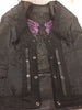 Women's purple leather vest with Studs wings back detailing w/gun pockets