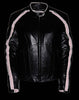Women's Blk Pink Leather Jacket with studs and wings detailing back