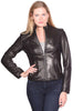 WOMEN'S GENUINE LEATHER JACKET W/CHINESE COLLAR BUTTER SOFT WITH FRONT ZIPPER