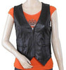 MOTORCYCLE MOTORBIKE LADIES LEATHER VEST WITH SIDE ELASTIC GREAT QUALITY NEW