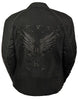 WOMEN'S MOTORCYCLE BLK TEXTILE JACKET W/ STUD & WINGS DETAILING W/2GUNPOCKETS