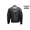 MEN'S MOTORCYCLE SCOOTER TEXTILE/LEATHER COMBO JACKET WITH REFLECTIVE STRIPES