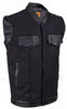 MEN'S SON OF ANARCHY MOTORCYCLE CANVAS VEST WITH LEATHER TRIM TWO GUN POCKETS