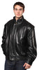 MEN'S BOMBER LEATHER JACKET WITH FUR ZIPOUT LINNING INSIDE COWHIDE LEATHER BLACK