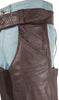 MEN'S MOTORCYCLE RIDERS BRN CLASSIC LEATHER CHAP WITH STRETCH ELASTIC UPTO 6XL