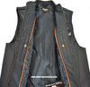 MEN'S MOTORCYCLE RIDERS REFLECTIVE SKULL REAL LEATHER VEST VERY SOFT NEW