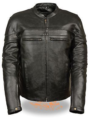 MEN'S MOTORCYCLE SCOOTER JACKET W/ZIPOUT WITH 2 GUN POCKETS INSIDE COW SKIN