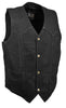 Men's Motorcycle Blk Plain Denim Vest with 2 Gun pockets inside
