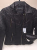 WOMEN'S SHORT MOTORCYCLE LOOK JACKET W/QUILTED LOOK W/DIAGONAL ZIP VERY SOFT