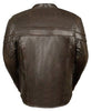 MEN'S MOTORCYCLE RETRO BROWN LEATHER JACKET WITH 2 GUN POCKETS INSIDE