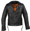 WOMEN'S MOTORCYCLE STUDDED JACKET FRONT&BACK W/2 GUNPOCKETS & SIDE LACES