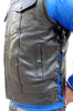 MEN'S ANARCHY LEATHER MOTORCYCLE VEST 2 GUN POCKETS WITH SIDE LACES NAKED