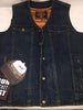 MEN'S BLUE DENIM MOTORCYCLE VEST WITH SIDE LACES 2CHEST POCKETS W/GUN POCKET NEW