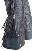 MEN'S MOTORCYCLE REMOVABLE LINER PANT BLK BRAIDED WITH FRINGES LEATHER CHAP