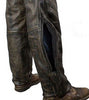 MOTORYCLE RIDERS PANT MEN'S DISTRESSED BROWN TWO POCKET THERMAL LINED CHAP