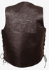 MEN'S MOTORCYCLE SIDE LACE BROWN EAGLE HEAD & STARS BACK EMBOSSED SINGLE PANEL